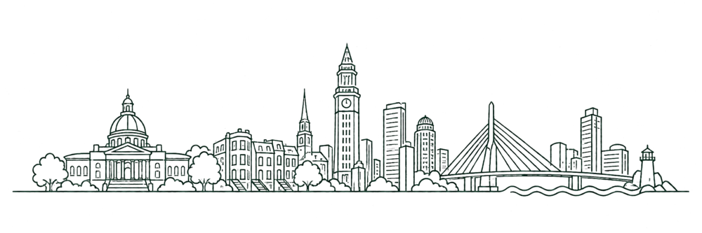 Boston skyline line illustration